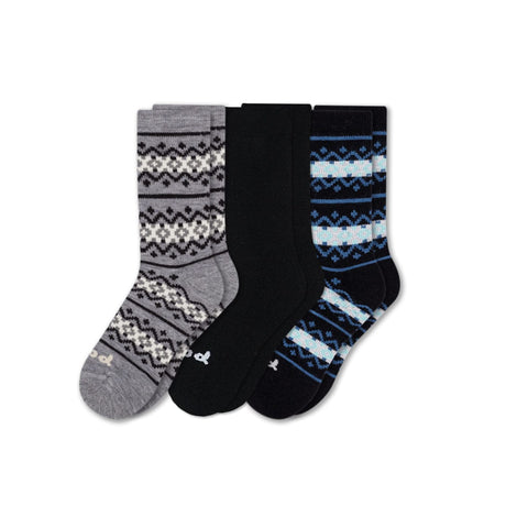 Pacas Womens Alpaca Crew 3-Pack Socks  -  Small/Medium / Multi-Fairisle