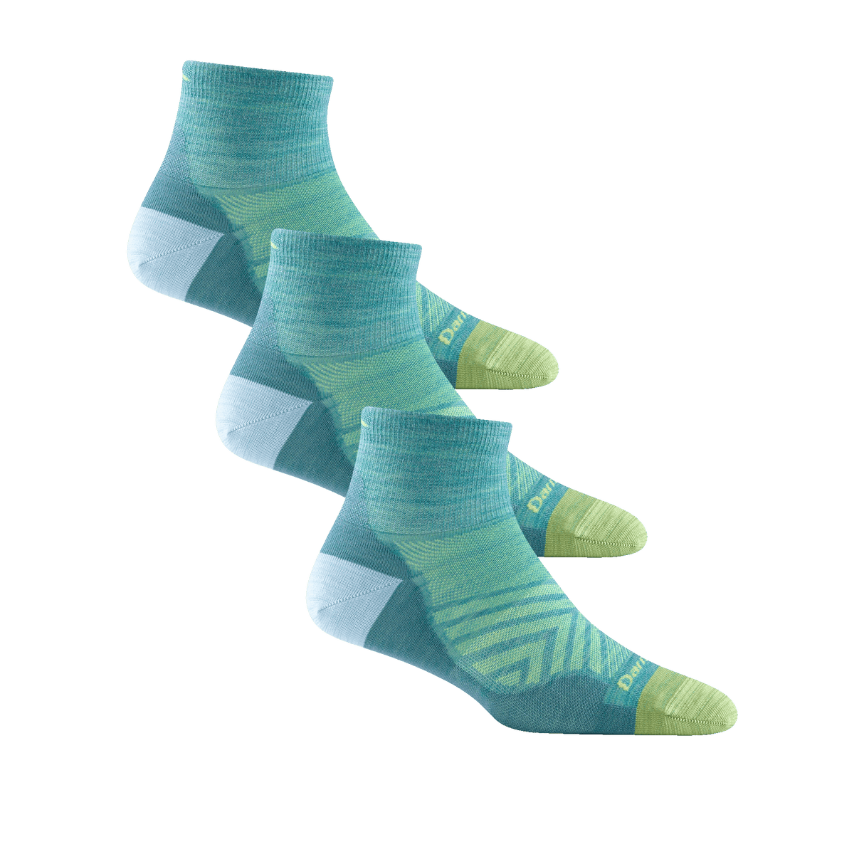 Darn Tough Womens Run Quarter Ultra-Lightweight 3-Pack Socks  -  Medium / Aqua