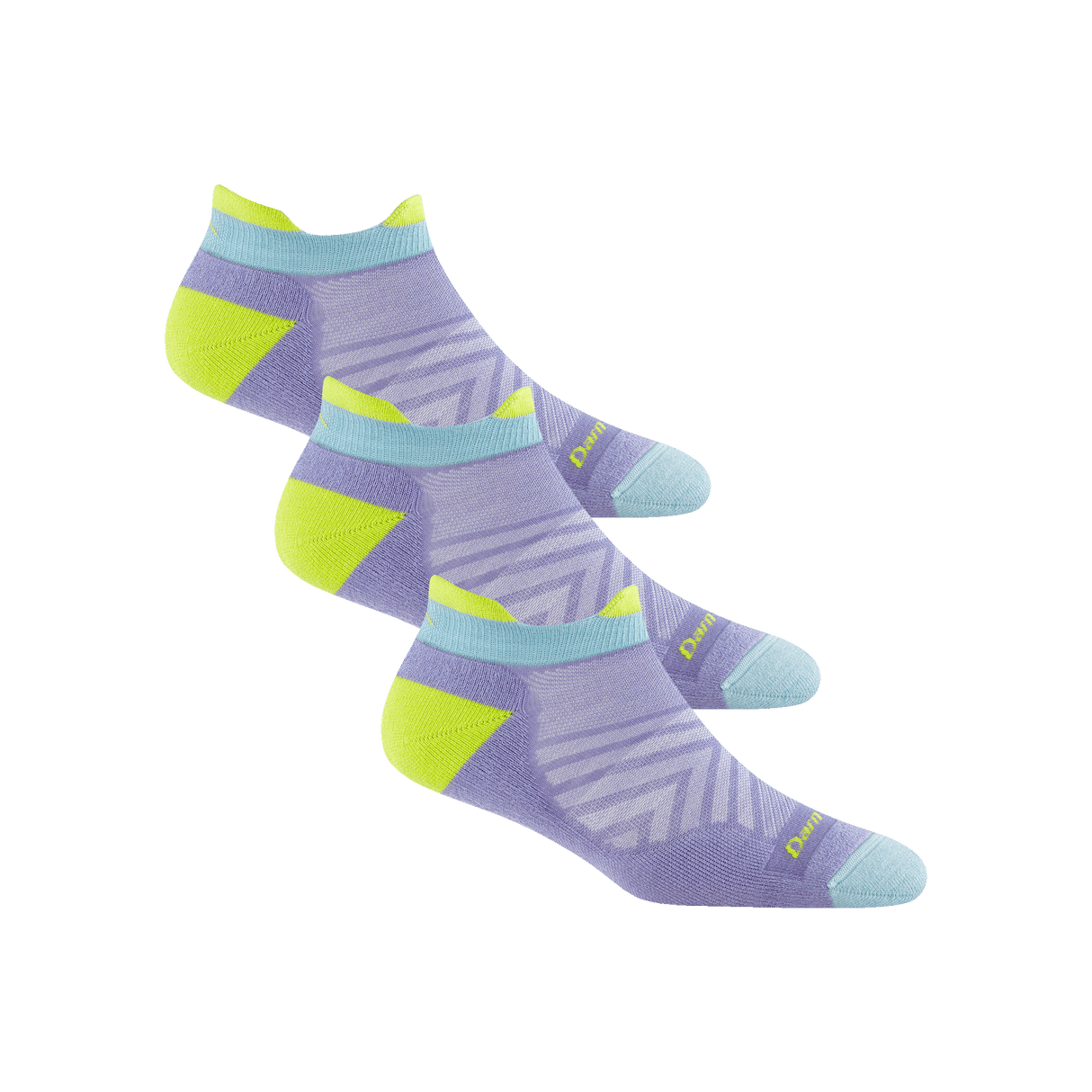 Darn Tough Womens Run No Show Tab Light Cushion Ultra-Lightweight 3-Pack Socks  -  Medium / Lavender