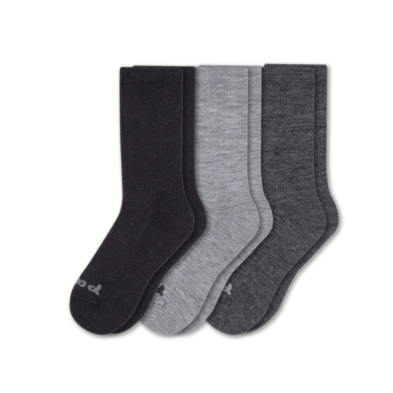 Pacas Mens Alpaca Crew 3-Pack Socks  -  Medium/Large / Black/Gray/Charcoal