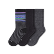 Pacas Mens Alpaca Crew 3-Pack Socks  -  Medium/Large / Black/Charcoal/Stripe Black