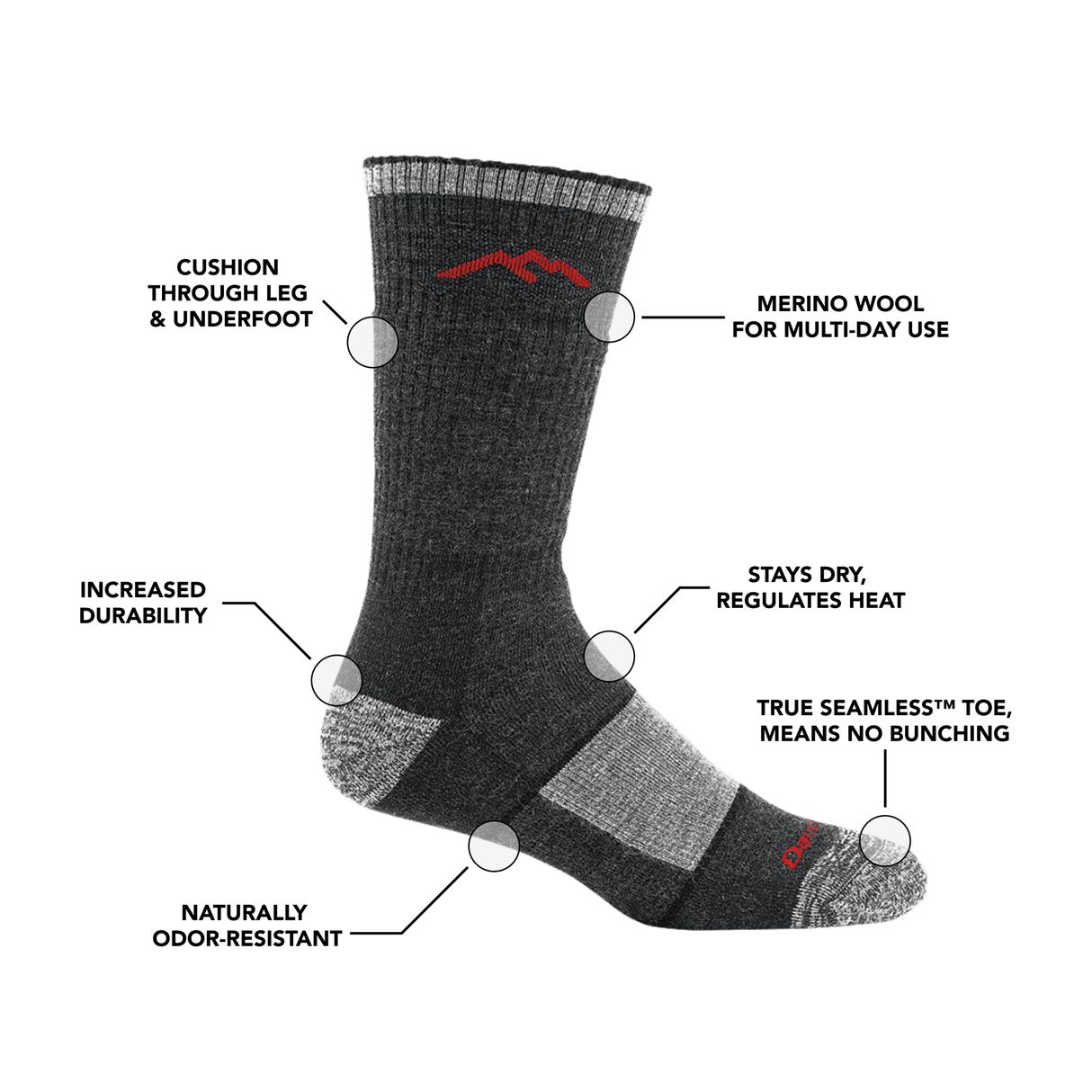 Darn Tough Mens Hiker Boot Midweight Hiking Socks  - 