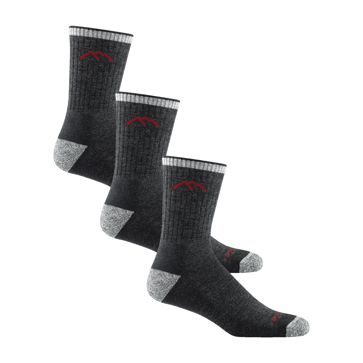 Darn Tough Mens Hiker Micro Crew Midweight Hiking 3-Pack Socks  -  Large / Black