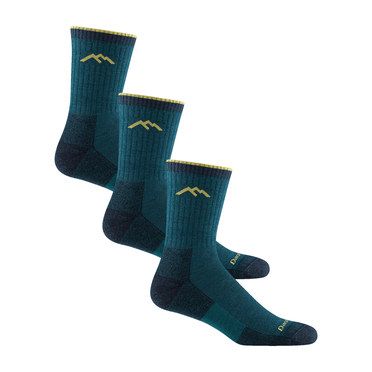 Darn Tough Mens Hiker Micro Crew Midweight Hiking 3-Pack Socks  -  Large / Dark Teal