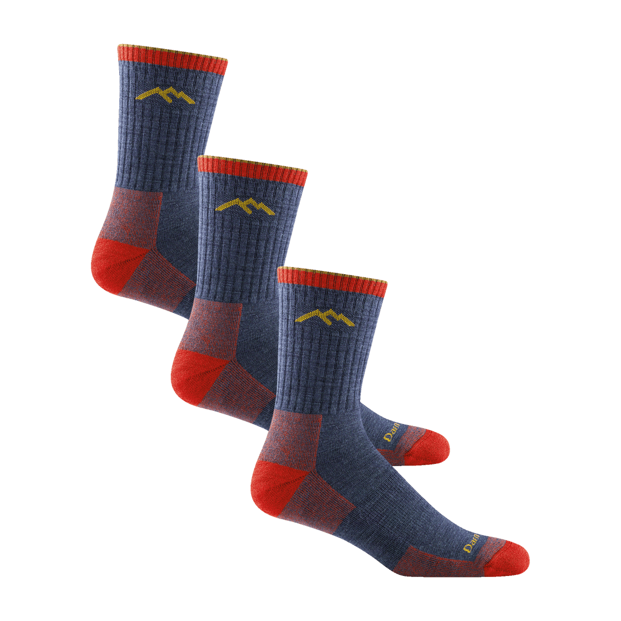 Darn Tough Mens Hiker Micro Crew Midweight Hiking 3-Pack Socks  -  Large / Denim