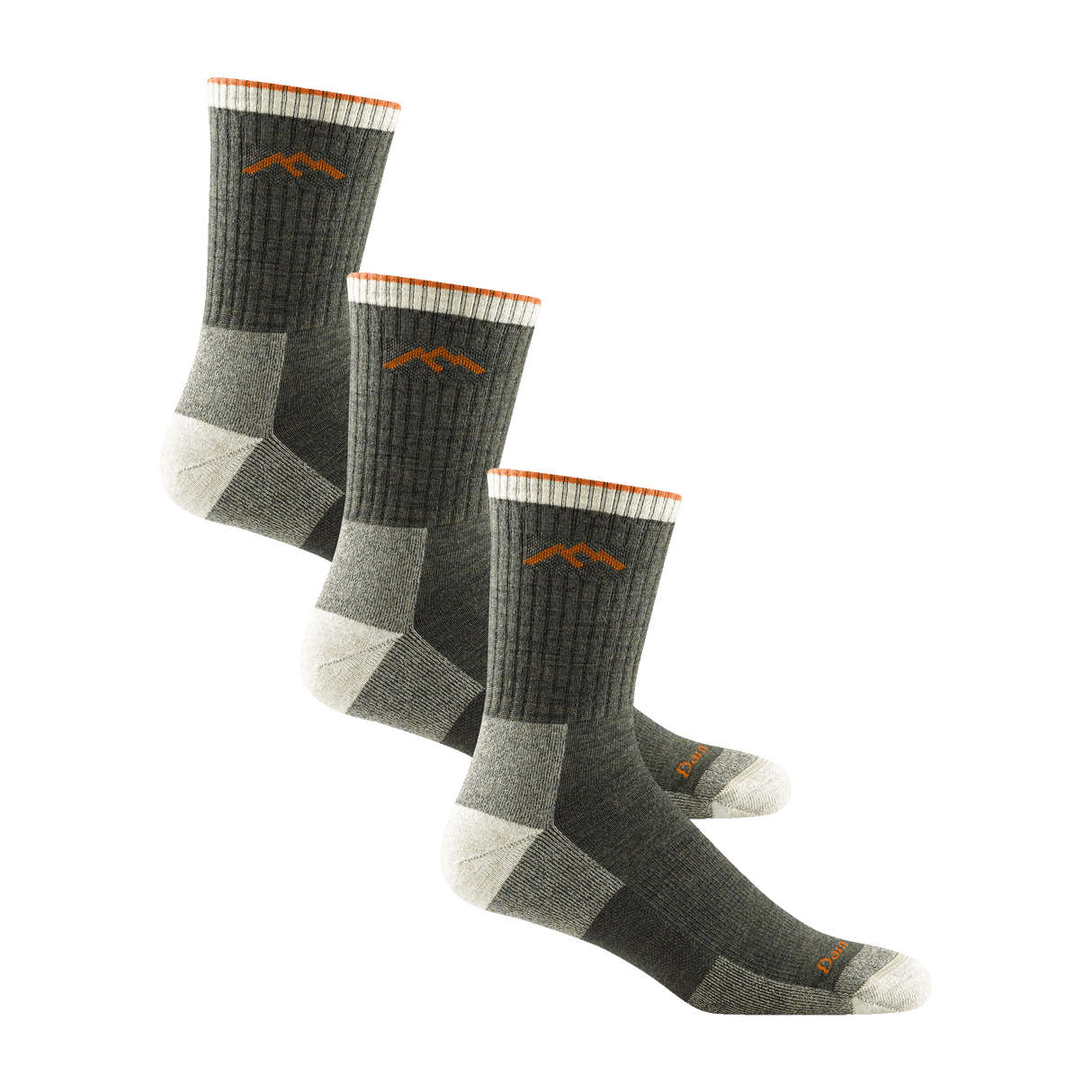 Darn Tough Mens Hiker Micro Crew Midweight Hiking 3-Pack Socks  -  Medium / Olive