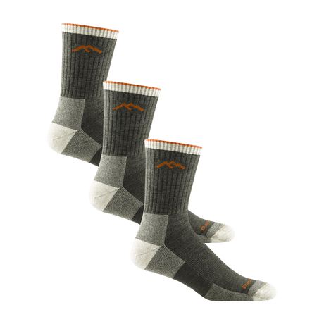 Darn Tough Mens Hiker Micro Crew Midweight Hiking 3-Pack Socks  -  Medium / Olive