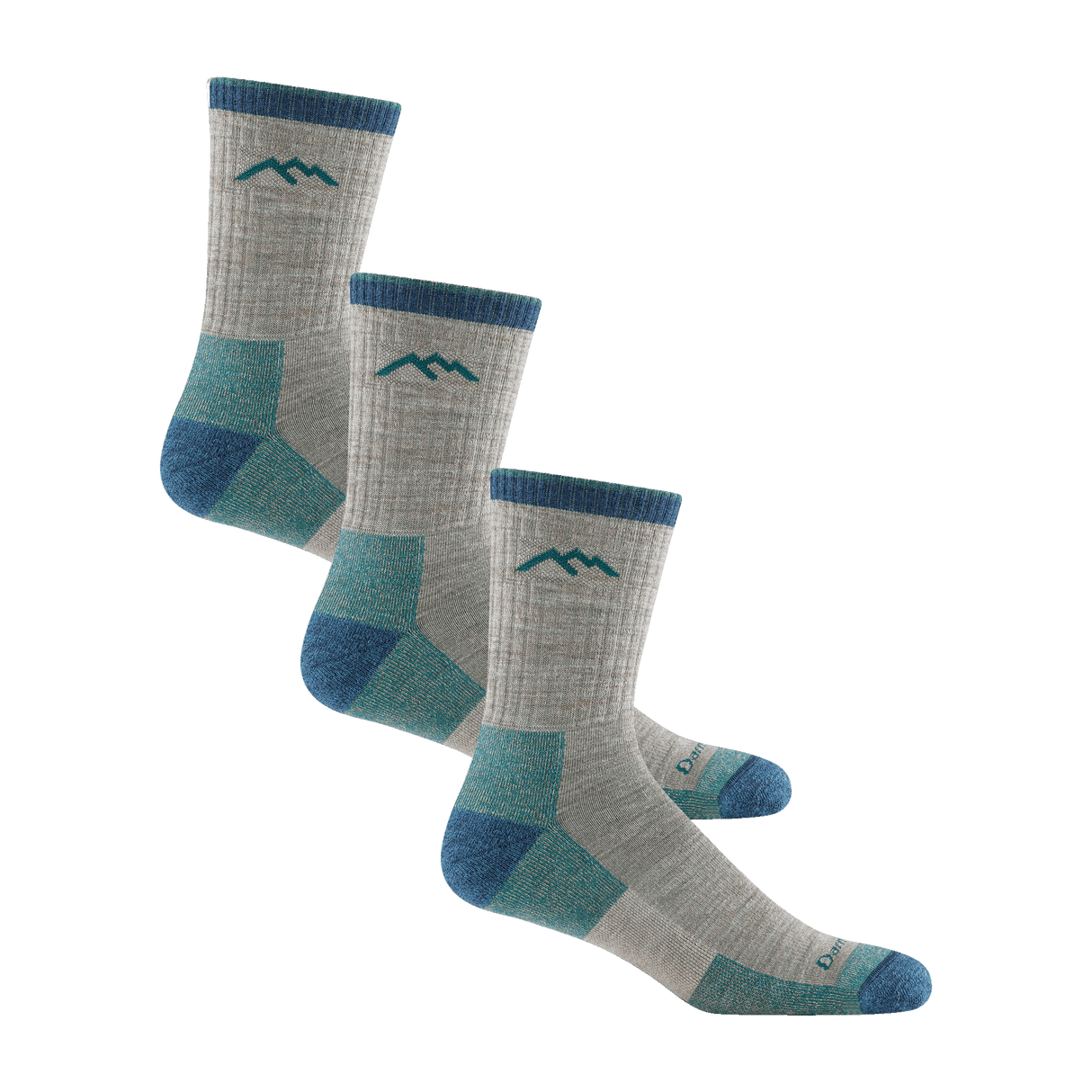 Darn Tough Mens Hiker Micro Crew Midweight Hiking 3-Pack Socks  -  Large / Rye