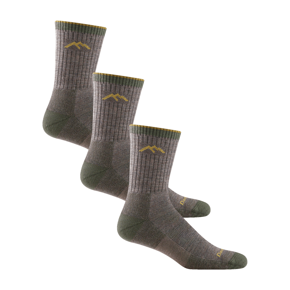 Darn Tough Mens Hiker Micro Crew Midweight Hiking 3-Pack Socks  -  Large / Taupe