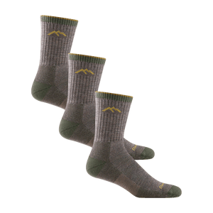 Darn Tough Mens Hiker Micro Crew Midweight Hiking 3-Pack Socks  -  Large / Taupe