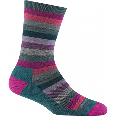 Darn Tough Womens Mystic Stripe Crew Lightweight Lifestyle Socks  -  Small / Spruce