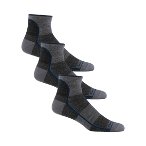 Darn Tough Mens Quarter Lightweight Athletic 3-Pack Socks  -  Large / Charcoal