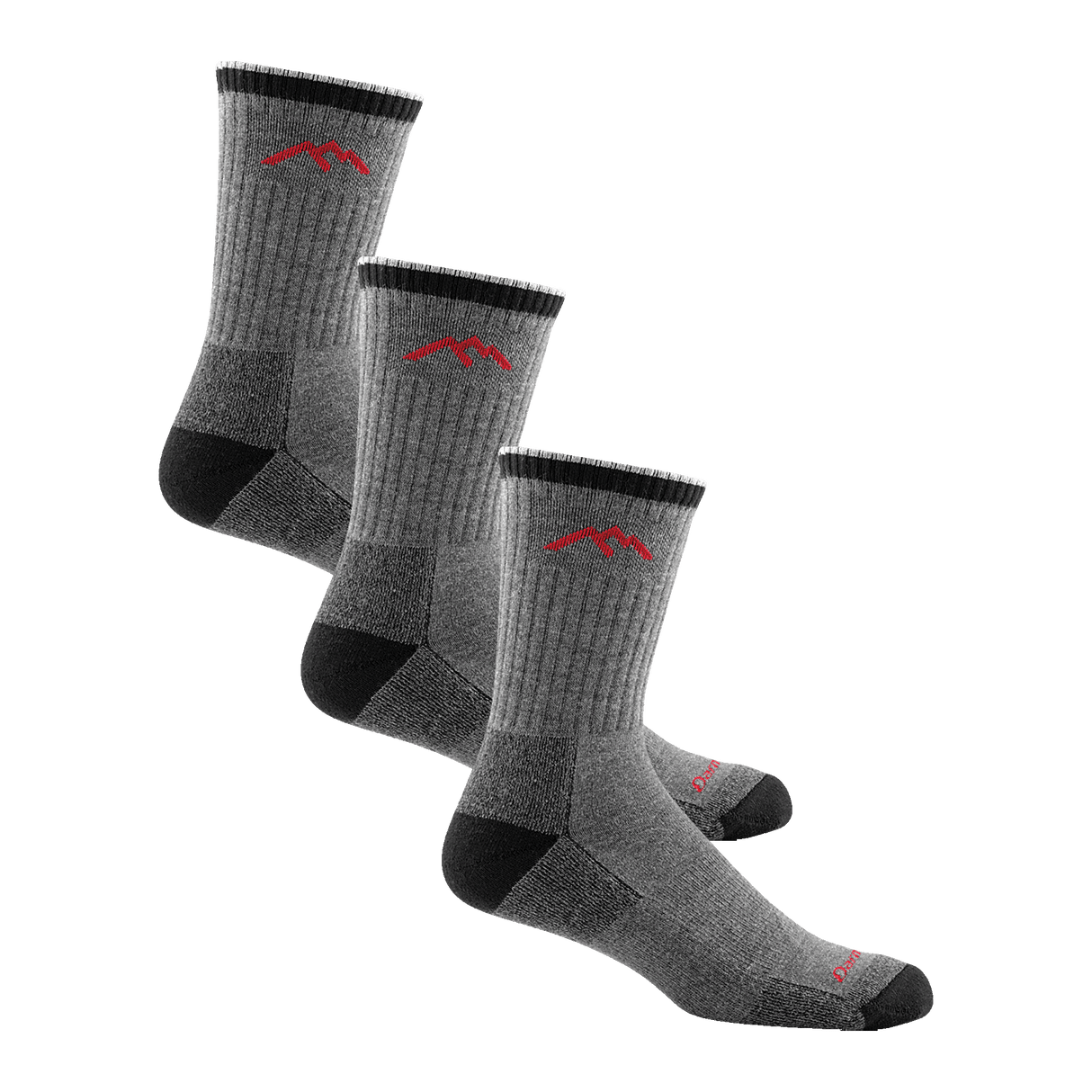 Darn Tough Mens Coolmax Hiker Micro Crew Midweight 3-Pack Socks  -  Large / Gray/Black