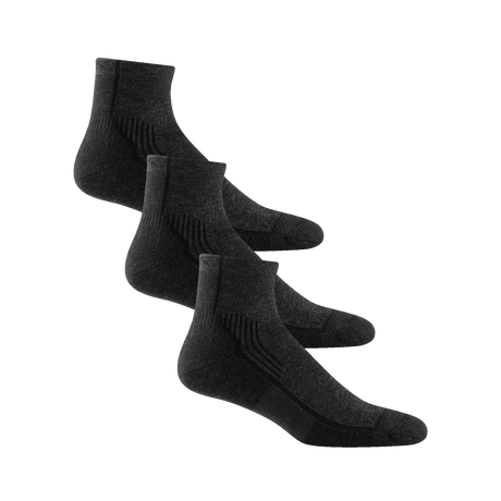 Darn Tough Mens Hiker Quarter Midweight Hiking 3-Pack Socks  -  Medium / Onyx Black