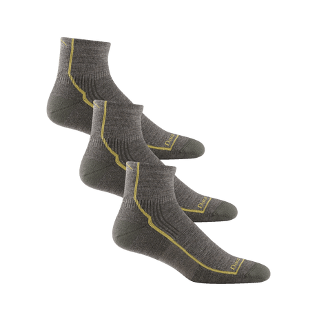 Darn Tough Mens Hiker Quarter Midweight Hiking 3-Pack Socks  -  Large / Taupe