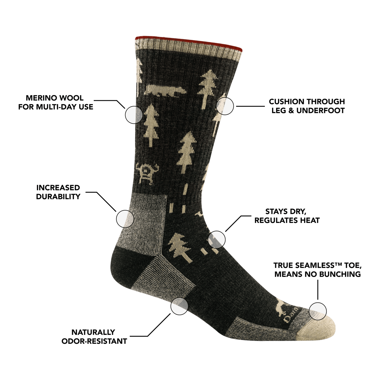 Darn Tough Mens ABC Boot Midweight Hiking Socks  - 