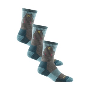 Darn Tough Womens Bear Town Micro Crew Lightweight Hiking 3-Pack Socks  -  Medium / Aqua