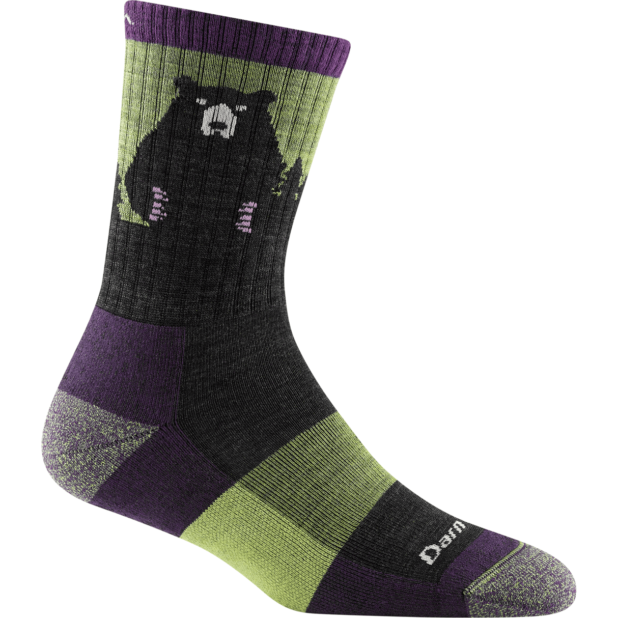 Darn Tough Womens Bear Town Micro Crew Lightweight Hiking Socks  -  Small / Lime