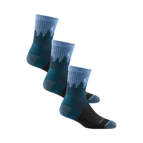 Darn Tough Womens Treeline Micro Crew Midweight Hiking 3-Pack Socks  -  Medium / Blue