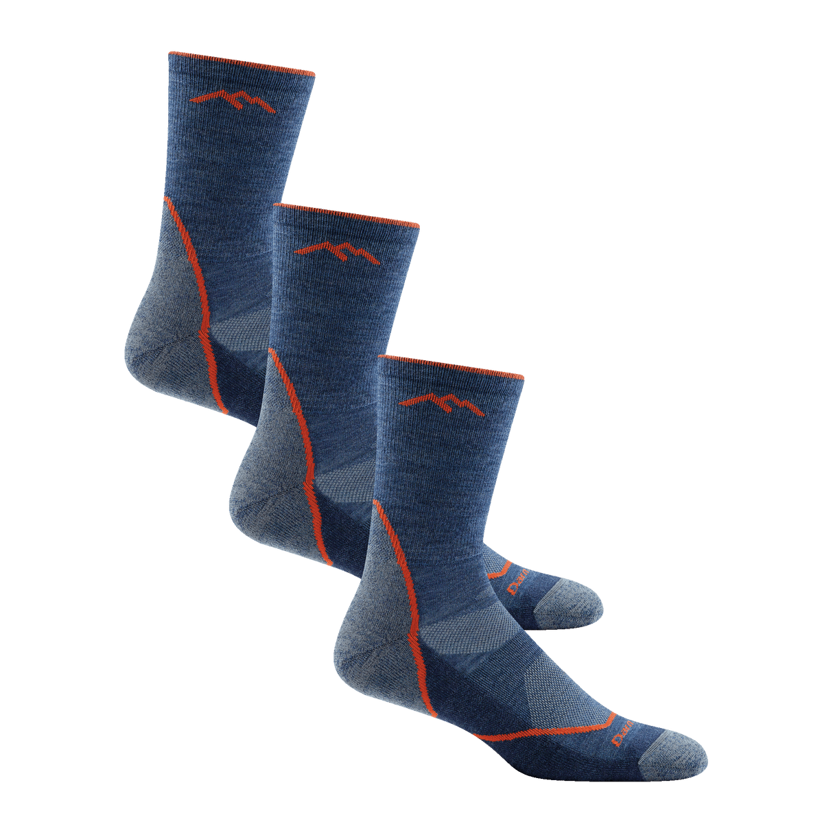 Darn Tough Mens Light Hiker Micro Crew Lightweight 3-Pack Socks  -  Large / Denim