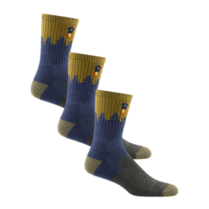 Darn Tough Mens Number 2 Micro Crew Midweight Hiking 3-Pack Socks  -  Large / Denim