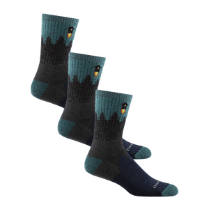 Darn Tough Mens Number 2 Micro Crew Midweight Hiking 3-Pack Socks  -  Large / Gray