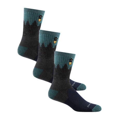 Darn Tough Mens Number 2 Micro Crew Midweight Hiking 3-Pack Socks  -  Large / Gray