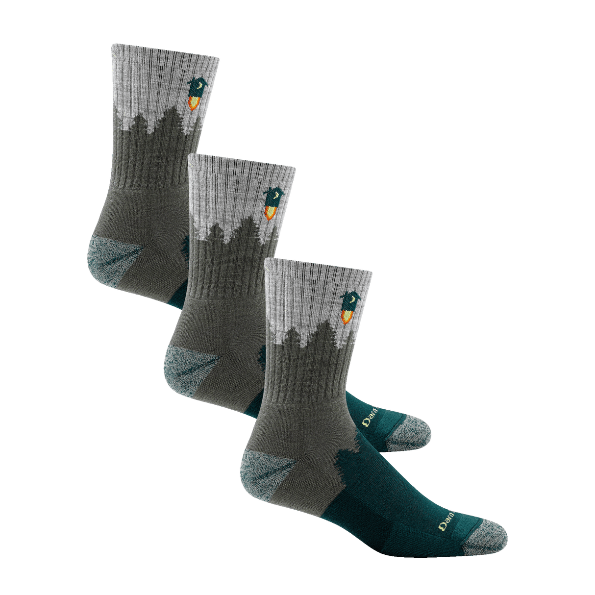 Darn Tough Mens Number 2 Micro Crew Midweight Hiking 3-Pack Socks  -  Large / Green