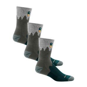 Darn Tough Mens Number 2 Micro Crew Midweight Hiking 3-Pack Socks  -  Large / Green