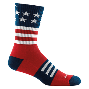 Darn Tough Mens Captain Stripe Micro Crew Lightweight Hiking Socks  -  Small / Stars and Stripes