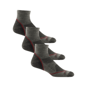 Darn Tough Mens Light Hiker Quarter Lightweight 3-Pack Socks  -  Large / Taupe