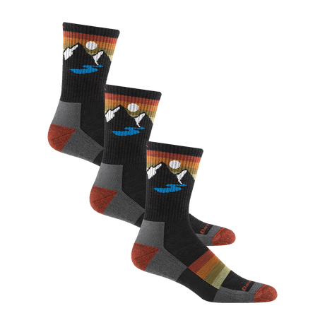 Darn Tough Mens Sunset Ridge Micro Crew Lightweight Hiking 3-Pack Socks  -  Large / Charcoal