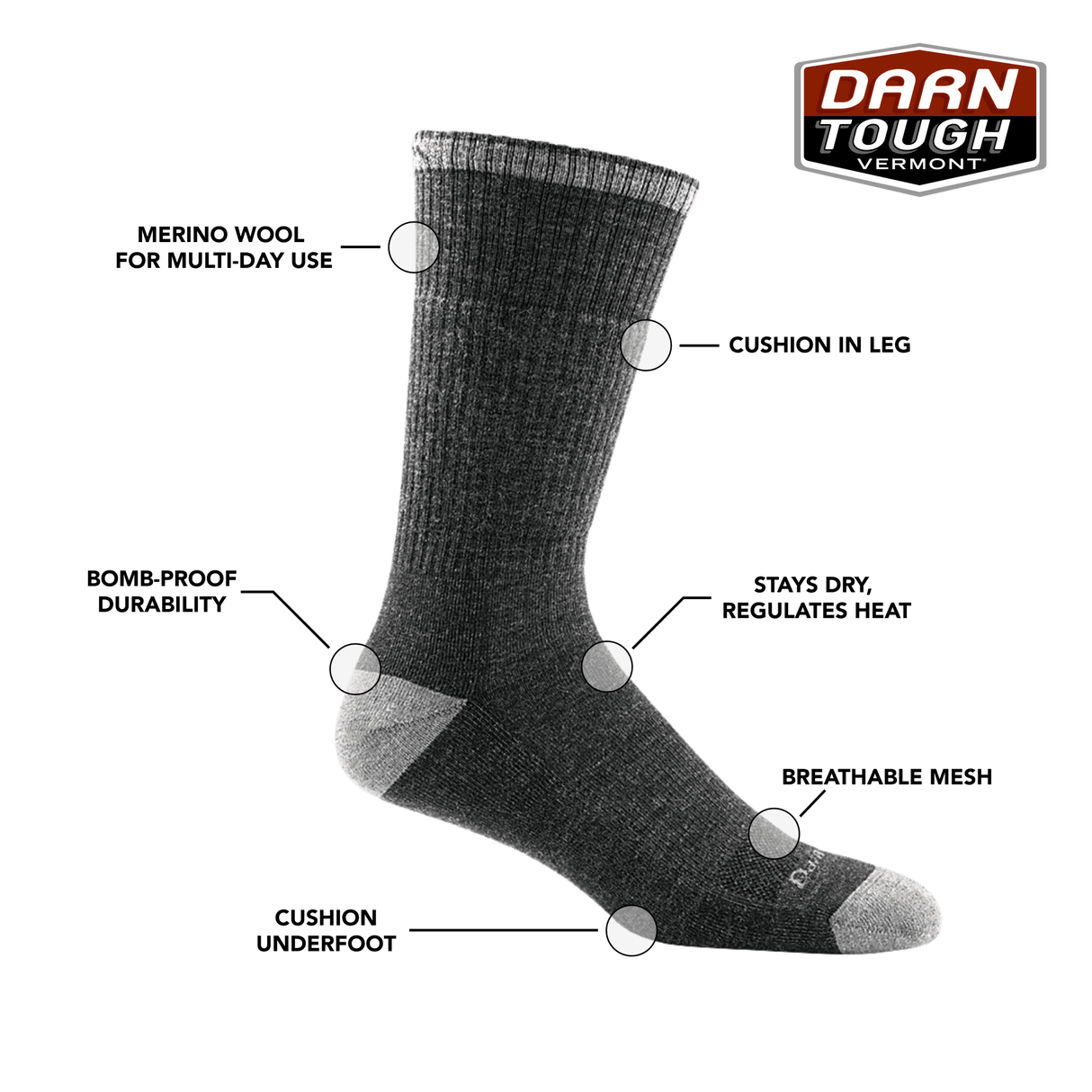 Darn Tough Mens John Henry Boot Midweight Work Socks  - 