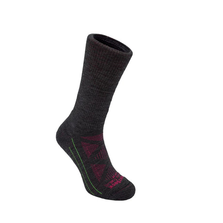 Wrightsock Merino Trail Single Layer Crew Socks  -  Small / Grey/Fuchsia