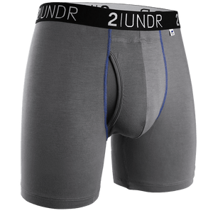 2UNDR Mens Swing Shift Boxer Briefs Solid  -  X-Small / Grey/Blue