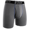 2UNDR Mens Swing Shift 6" Boxer Brief Solids  -  X-Small / Grey/Blue