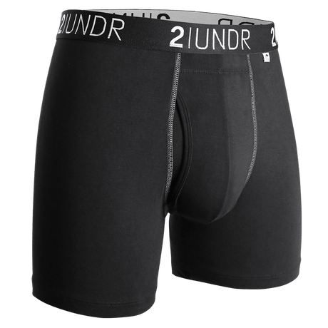 2UNDR Swing Shift 6" Boxer Brief Solids  -  X-Small / Black/Gray