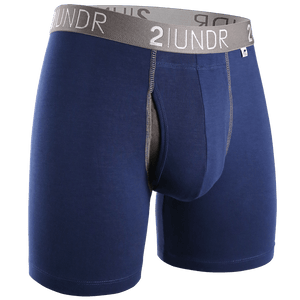 2UNDR Mens Swing Shift Boxer Briefs Solid  -  Small / Navy/Gray