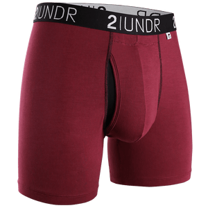 2UNDR Mens Swing Shift 6" Boxer Brief Solids  -  Small / Burgundy