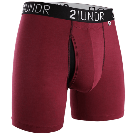 2UNDR Mens Swing Shift Boxer Briefs Solid  -  Small / Burgundy