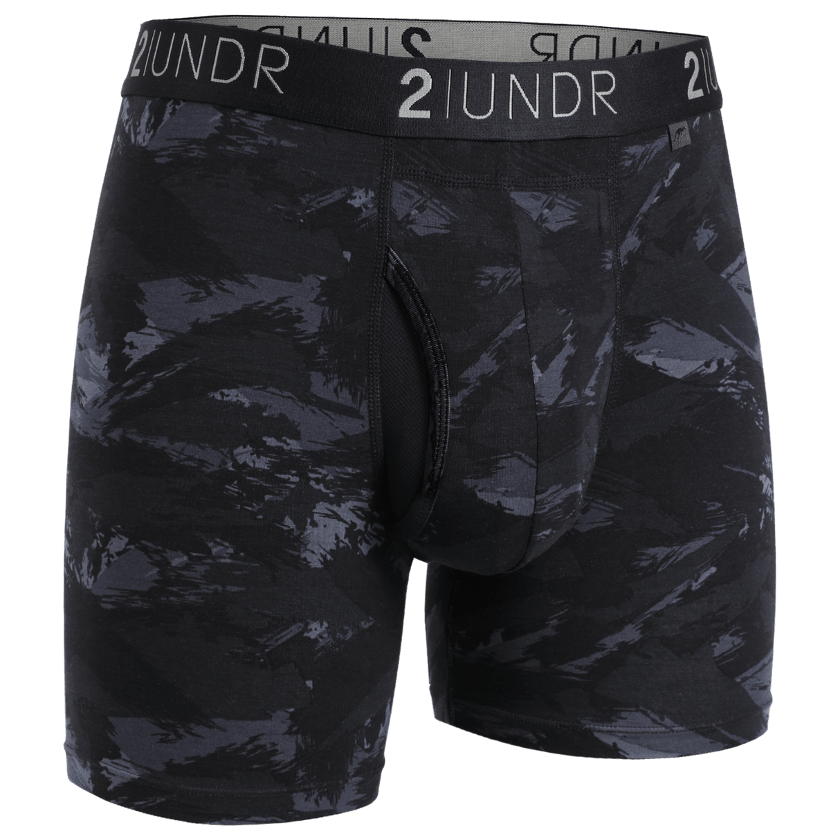 2UNDR Mens Swing Shift 6" Boxer Brief Prints  -  Small / Black Storm