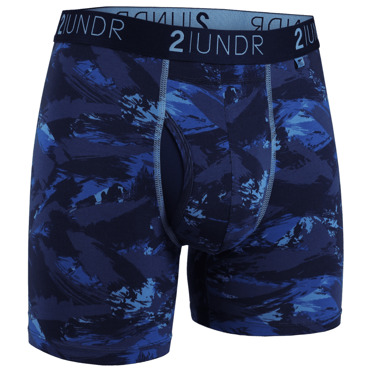 2UNDR Mens Swing Shift 6" Boxer Brief Prints  -  Small / Blue Storm