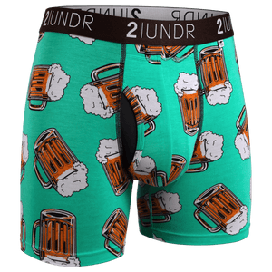 2UNDR Mens Swing Shift 6" Boxer Brief Prints  -  Small / Beer Break