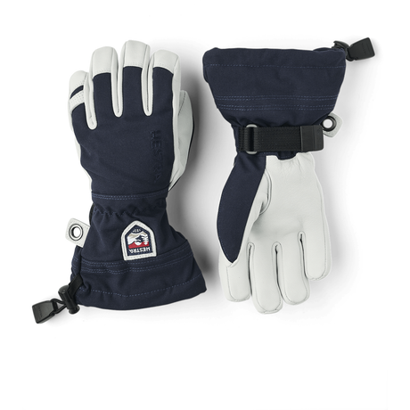 Hestra Junior Army Leather Heli Ski Gloves  -  3 / Navy