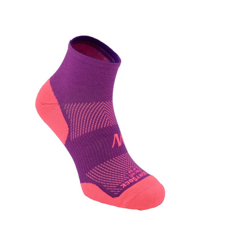 Wrightsock Racer Single Layer Quarter Socks  -  Small / Plum/Pink