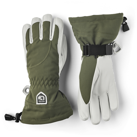 Hestra Womens Heli Ski Gloves  -  5 / Olive/Off White