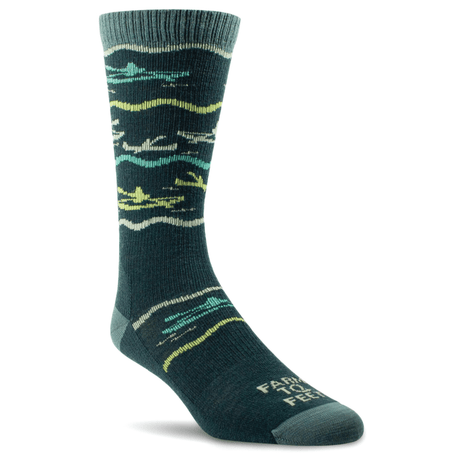 Farm to Feet Charlotte Everyday No Cushion Crew Socks  -  Medium / Green Gables