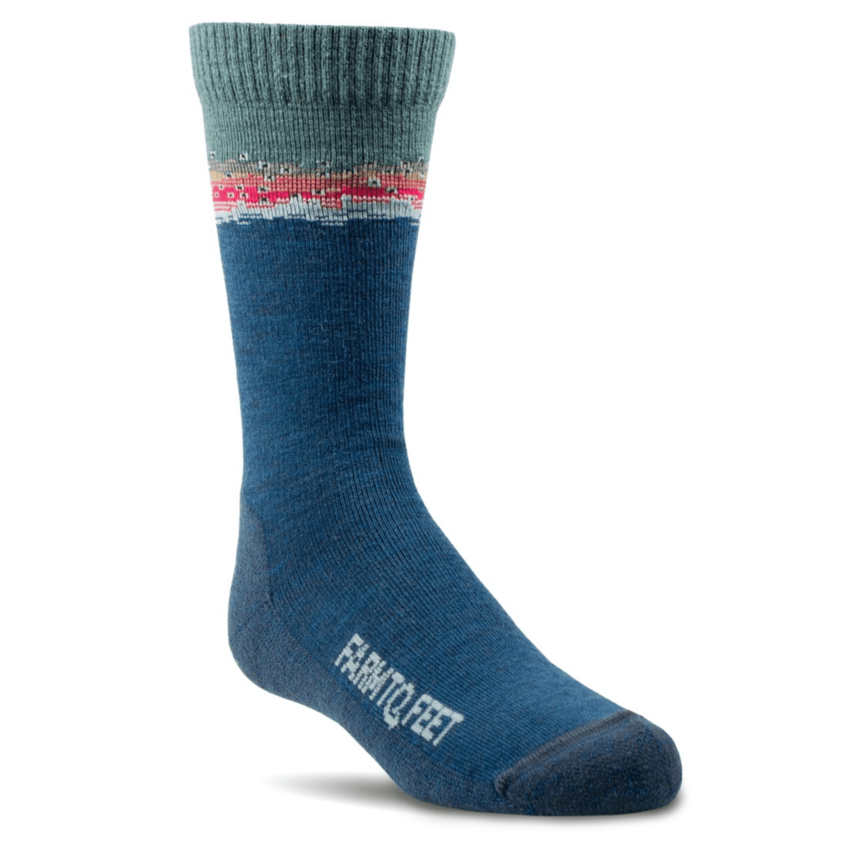 Farm to Feet Kids Missoula Light Cushion Socks  -  Small / Navy Rainbow Trout