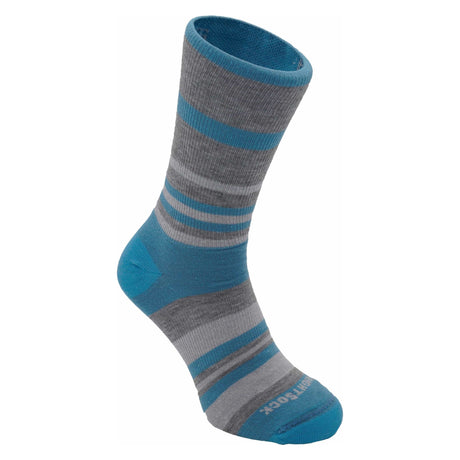 Wrightsock Double-Layer ECO Explore Crew Socks  -  Small / Light Blue Stripe