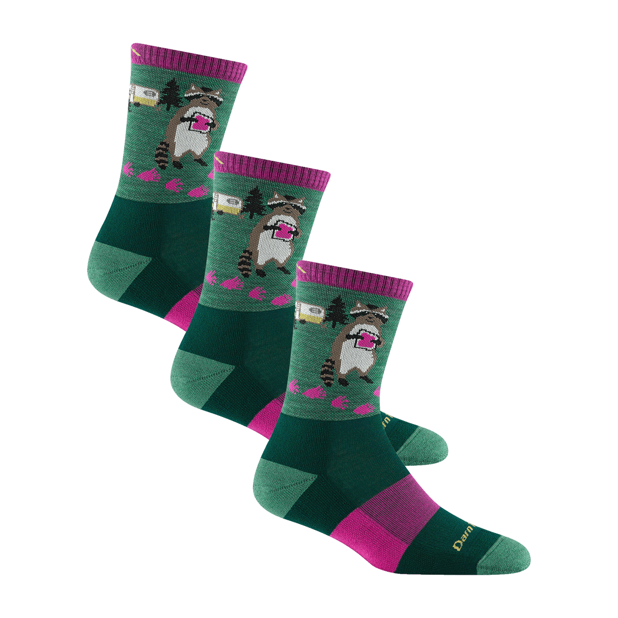 Darn Tough Womens Critter Club Micro Crew Lightweight Hiking 3-Pack Socks  -  Medium / Moss